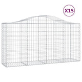 Arched Gabion Baskets 15 pcs 200x50x100/120 cm Galvanised Iron 3145653