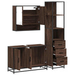 ZNTS 3 Piece Bathroom Furniture Set Brown Oak Engineered Wood 3301164