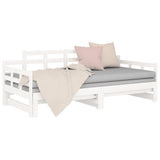 Pull-out Day Bed without Mattress White Solid Wood Pine 2x cm 820348