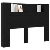 Headboard Cabinet with LED Black Oak 140 x 16.5 x 103.5 cm 8006567