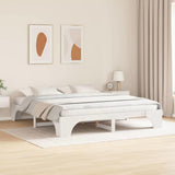 Bed Frame White 200 x 200 cm Solid Pine Wood 872933