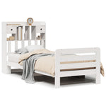 ZNTS Bookcase Bed without Mattress White 100x200 cm Solid Wood Pine 3309957