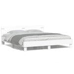 ZNTS Bed Frame with LED without Mattress White 160x200 cm 3207532