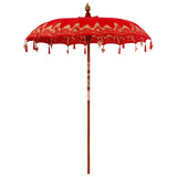 Balinese Parasol with Base 260 190 x 190 x 295 cm Red and Brown 3433024