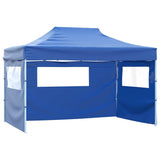 Professional Folding Party Tent with 4 Sidewalls 3x4 m Steel Blue 48891