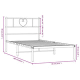 Metal Bed Frame without Mattress with Headboard White 80x200cm 355503