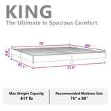 Bed Frame without Mattress Dark Grey 193x203 cm King Fabric 346863