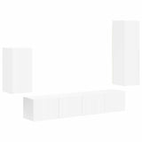 TV Cabinet Set Wall-mounted 4 pcs White Engineered Wood 3409006