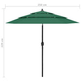3-Tier Garden Parasol with Aluminium Pole Green 2.5 m 313861