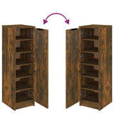 Shoe Cabinet Smoked Oak 30x35x100 cm Engineered Wood 817105