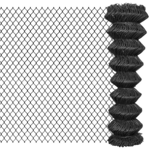 ZNTS Chain Link Fence Steel 25x1.5 m Grey 142431