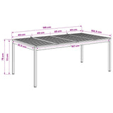 Garden Dinner Table White and Black 196 x 100.5 x 75 cm 3394426