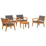 Bistro Set with Cushion 5 pcs Brown Polyester 3328620