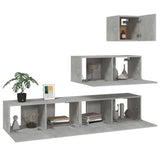 4 Piece TV Cabinet Set Concrete Grey Engineered Wood 3114649