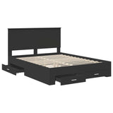 Bed Frame Black and Silver 150 x 200 cm Engineered Wood 3411290