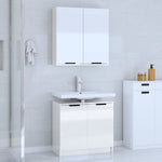ZNTS 2 Piece Bathroom Cabinet Set High Gloss White Engineered Wood 3115864