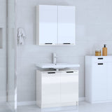 ZNTS 2 Piece Bathroom Cabinet Set High Gloss White Engineered Wood 3115864