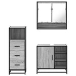 ZNTS 3 Piece Bathroom Furniture Set Grey Sonoma Engineered Wood 3301058