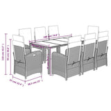 9 Piece Garden Dining Set with Cushions Black Poly Rattan 3212461