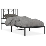 Metal Bed Frame without Mattress with Headboard Black 80x200cm 374428