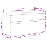 Bathroom Sink Cabinet with Built-in Basin Sonoma Oak 3324985