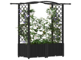 Raised Bed with Trellis and Roof Black 125 x 40 x 138 cm PP 42032530