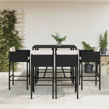 7 Piece Garden Bar Set with Cushions Black Poly Rattan 3203927