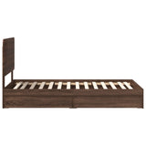 Storage Bed with Drawer Brown Oak 100 x 200 cm Engineered Wood 3412720