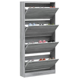 Shoe Cabinet with 4 Flip-Drawers Grey Sonoma 80x21x163.5 cm 3214369