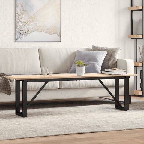 ZNTS Coffee Table O-Frame 160x40x45 cm Solid Wood Pine and Steel 3282668