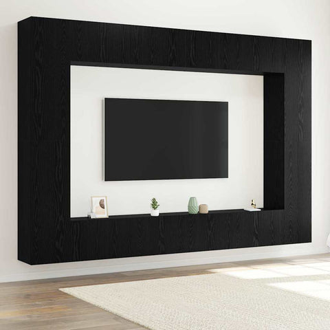 TV Cabinet Set 8 pcs Black oak 100 x 30 x 30 cm Engineered wood 3332528