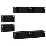TV Cabinet Set Wall-mounted 6 pcs Black Oak Engineered Wood 3393160