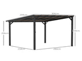 3 x 3m Metal Pergola with UPF 50 and Waterproof Roof, Wall-Mounted or Free Standing Garden Gazebo, T3398P317660