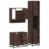 3 Piece Bathroom Furniture Set Brown Oak Engineered Wood 3301109