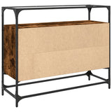 Sideboard with Glass Top Smoked Oak 98x35x81 cm Engineered Wood 846071
