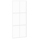 Sliding Door White 90x205 cm Tempered Glass and Aluminium 155217