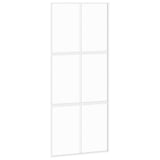 Sliding Door White 90x205 cm Tempered Glass and Aluminium 155217