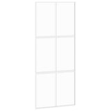 Sliding Door White 90x205 cm Tempered Glass and Aluminium 155217