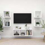5 Piece TV Cabinet Set White Engineered Wood 3079610