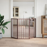 Dog Gate Foldable 3 Panels Brown 150 cm Poplar Wood 352198