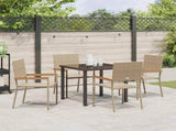 Garden Dining Set with Cushion 5 pcs Beige Poly Rattan 3379717