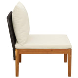 Garden Middle Sofa with Cushions Solid Acacia Wood & Rope 42022063