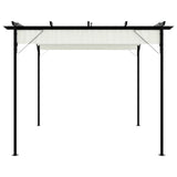 Pergola with Retractable Roof Cream White 3x3 m Steel 49325