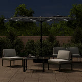 Double-Head Garden Parasol with LEDs Anthracite 316x145 cm 362971