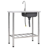 Camping Sink Single Basin with Tap Stainless Steel 151213