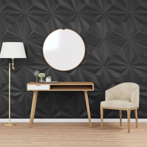 ZNTS Wall Panels 48 pcs Black 50x50 cm XPS 12 m² Star 356936