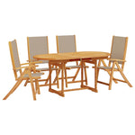 ZNTS 5 Piece Garden Dining Set Solid Wood Acacia and Textilene 3279322