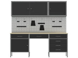 Work Cabinet with Drawer 8 pcs Black Engineered Wood and Steel 3321464