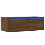 TV Cabinet with LED Lights Brown Oak 75x35.5x25 cm 860235