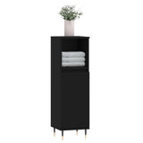 Bathroom Cabinet Black 30x30x100 cm Engineered Wood 831549